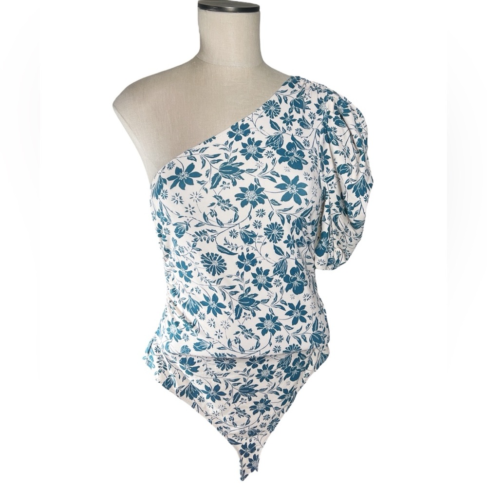 Intimately Free People Somethin’ Bout You Floral One Shoulder Bodysuit Sz M EUC